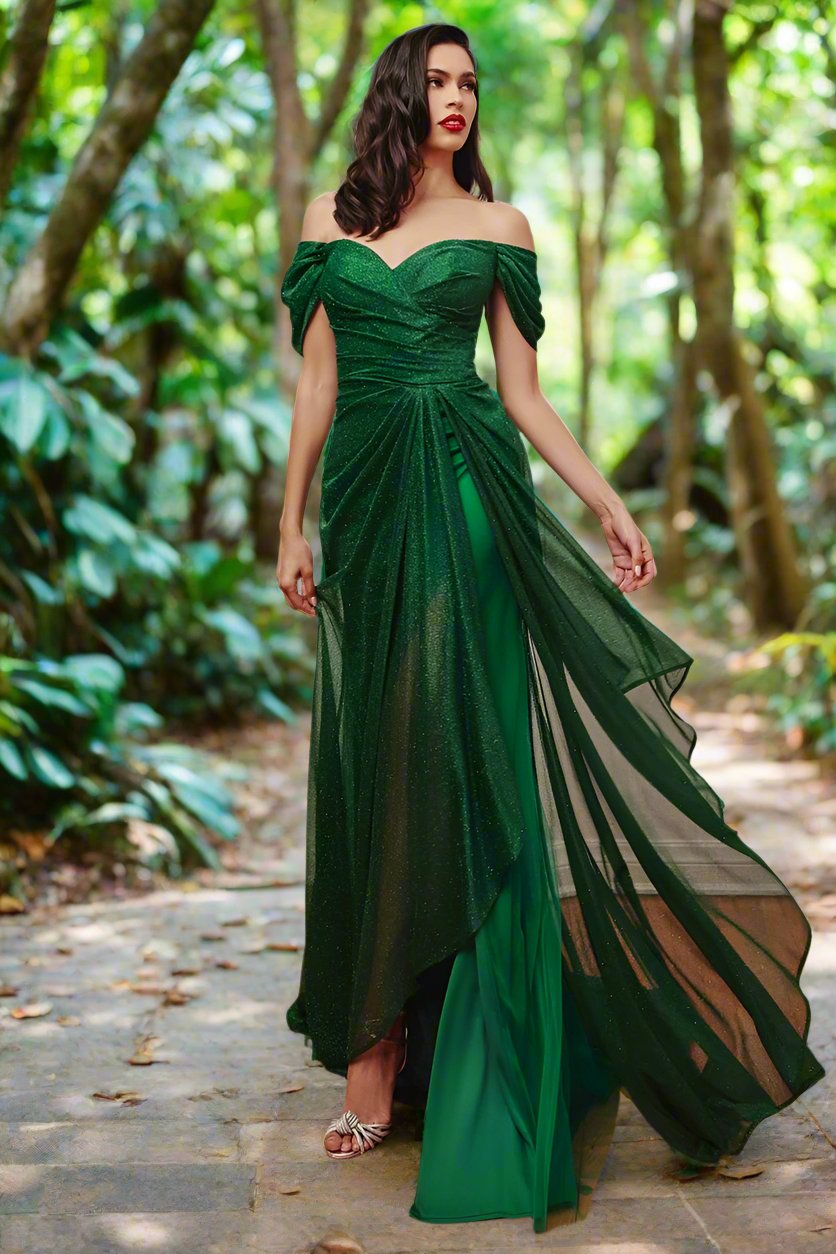 OFF THE SHOULDER GLITTER GOWN